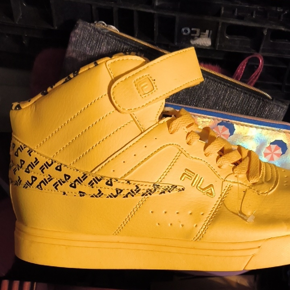 Fila Yellow High-Top Sneakers with Bold Design